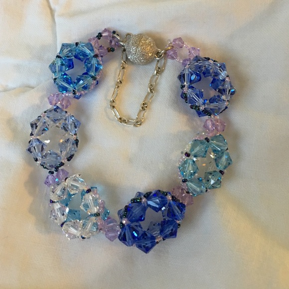 Swarovski crystal hand stitched bracelet