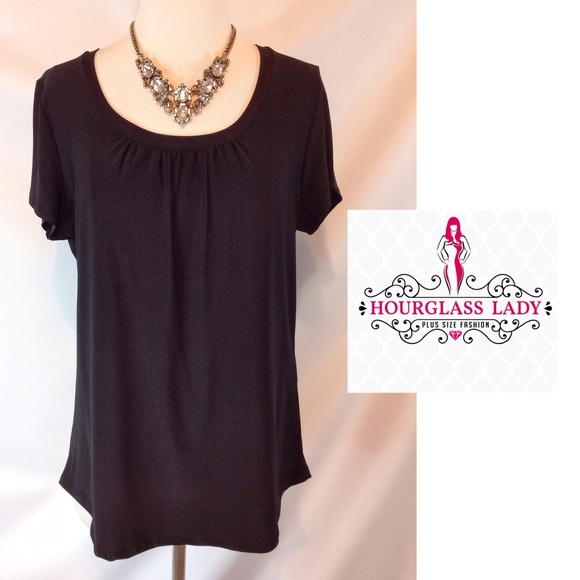 Hourglass Lady Tops - PLUS 1X❤️Basic Black Color Coordinate Blouse