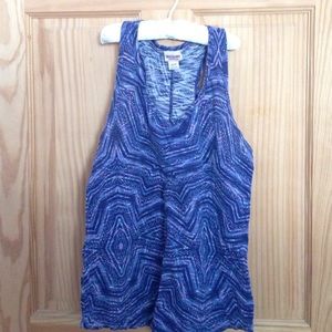 Blue racer back tank top.