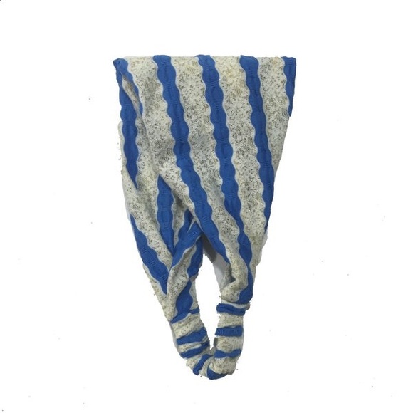 Bandana Headband Blue Gold Lace Stripes