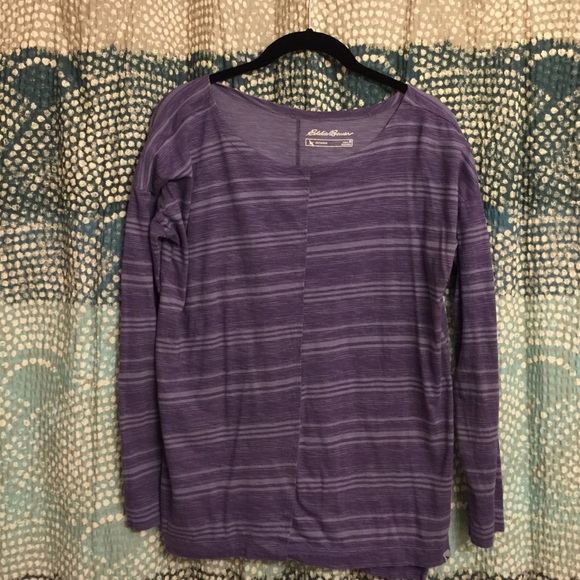Eddie Bauer purple stripe top