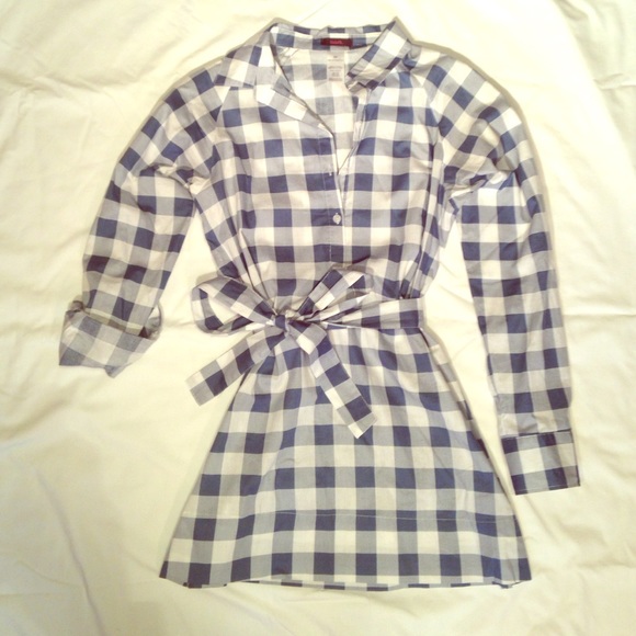 Blue and white plaid dress