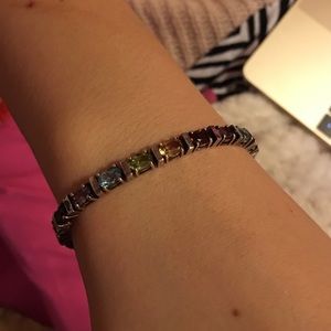 Sterling silver multi color stone bracelet