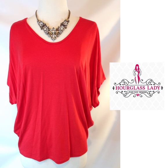LOWEST PRICE- Red Dolman blouse - Picture 2 of 3