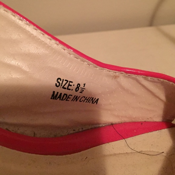 Gold sequined, hot pink wedges - Picture 3 of 3