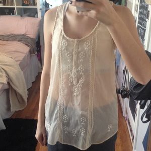 Fashionable sheer detailed creme blouse