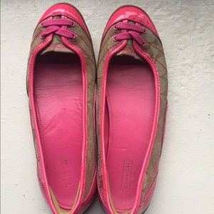 Coach pink flats, gently worn