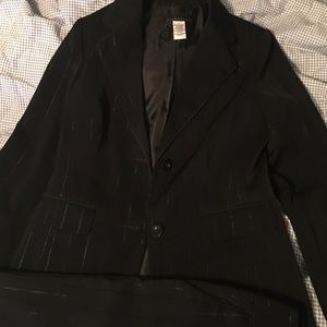 Attention pants suit, black with accent stripes