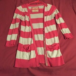 White and pink striped cardigan