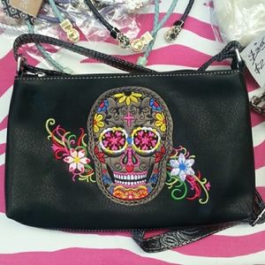 Sugar Skull Cross Body Concealed Weapon Bag