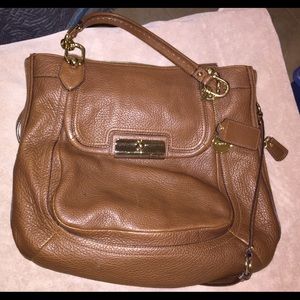 Large chocolate leather authentic Coach bag