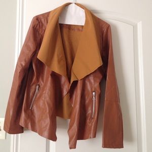 Brown Faux leather blazer
