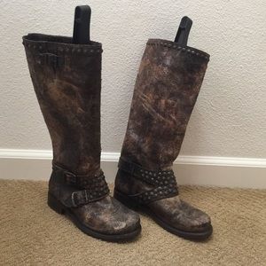Frye size 6.5 leather studded boots NWOT