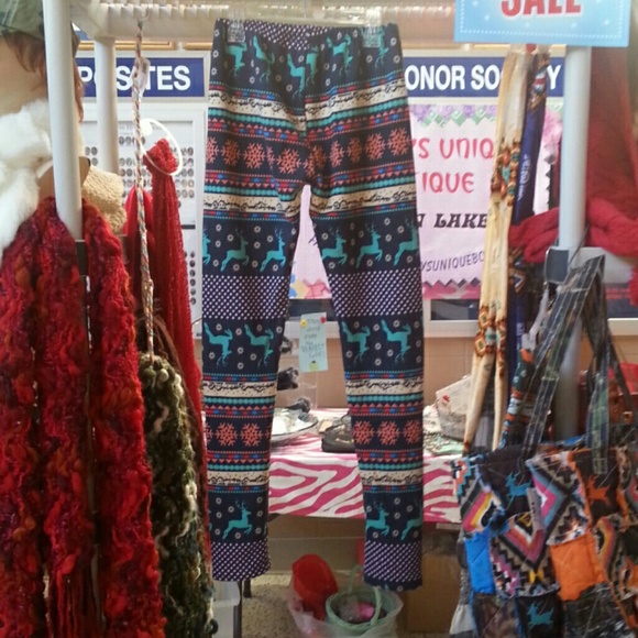 Fleece lined winter themed leggings