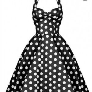 Black and White Polka dot pinup girl dress