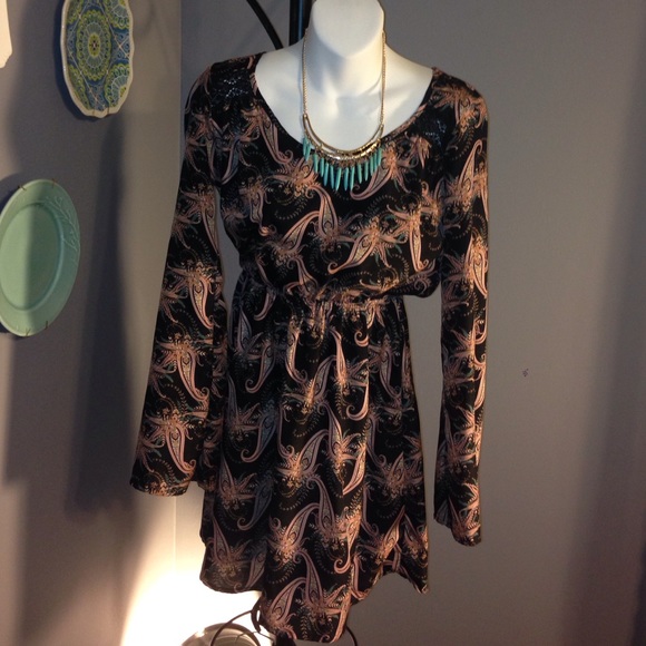 Long sleeve silk dress