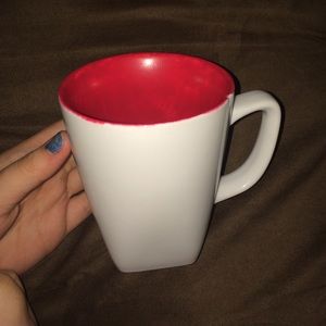 Red and white mug