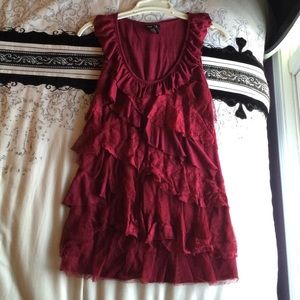Maroon lace tank top