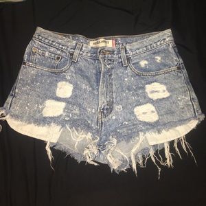 High waisted distressed shorts