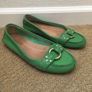 J Crew green leather flats size 7 M