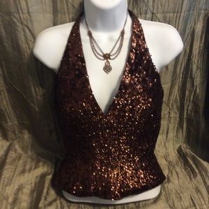 Formal SHERRI HILL Sequined Halter - sz 4