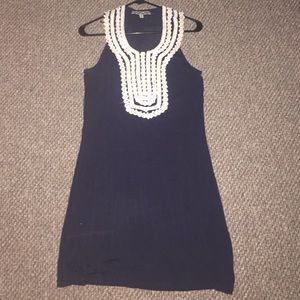 Francesca's Navy and White Cotton Dress