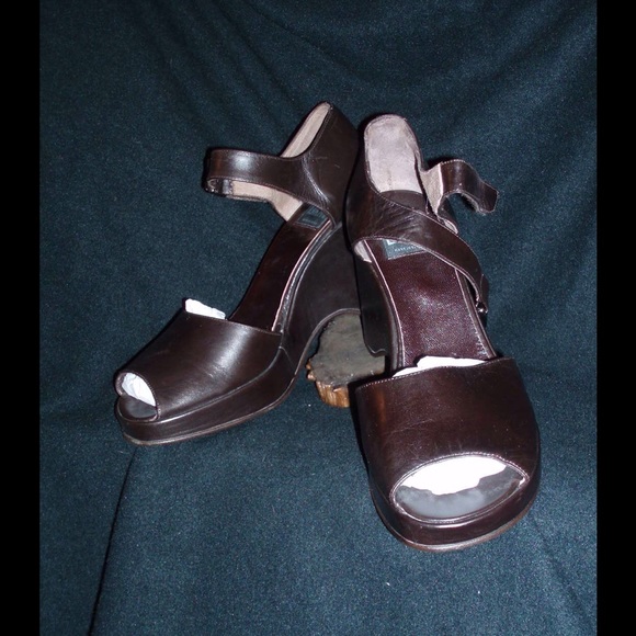 DKNY Espresso wedged sandal heel