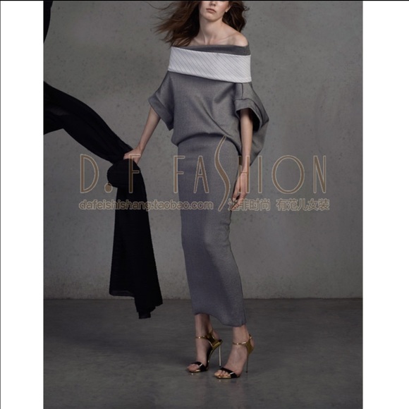 Sold Designer shoulderless skirt suit (New)