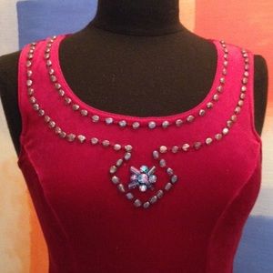 Embellished Velvet Dress Beads & Feathers
