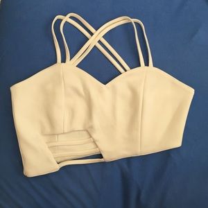 Asymmetrical Cream Colored Crop Top.