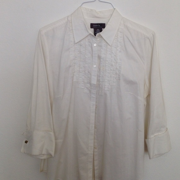 Cotton tux ruffled shirt cotton size large