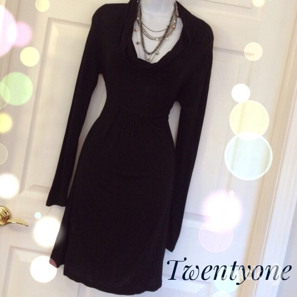 Twentyone Dresses & Skirts - Black Cowl Dress with Tired waist