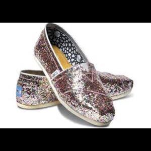 Toms rainbow glitter flats