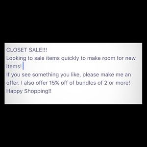 CLOSET SALE!!!