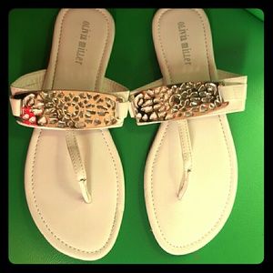 White Sandals with silver strap