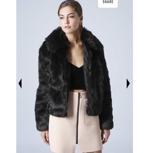 Black Faux Fur Collar Bomber Jacket