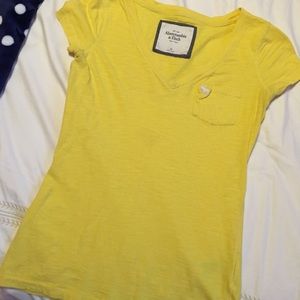 Abercrombie and Fitch Yellow V-neck