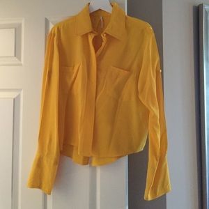 Yellow Chelsea Flowers silk blouse
