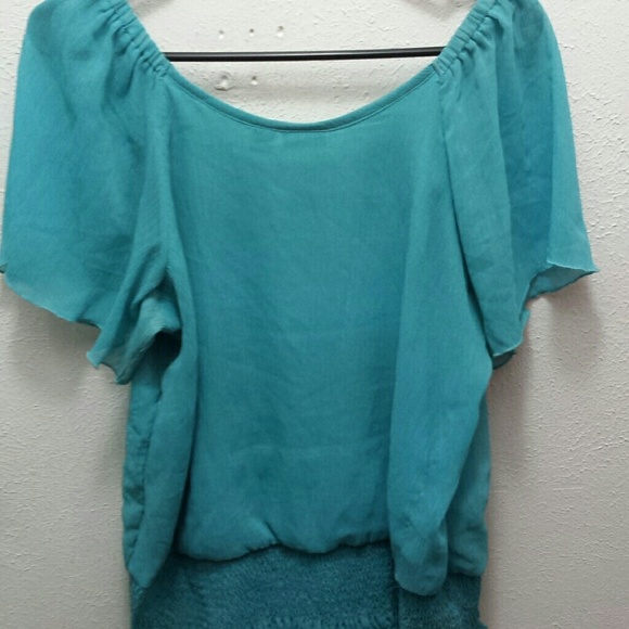 Turquoise blouse - Picture 3 of 4