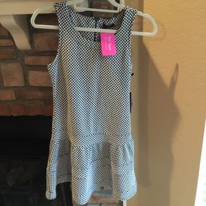 White and black checkered tulip dress.