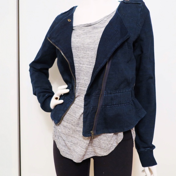 marc jacobs denim asymmetrical peplum jckt S