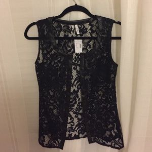 Maurice's black lace vest, button up.