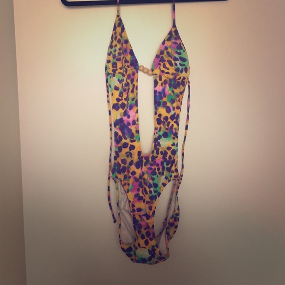 Multi colored leopard one piece