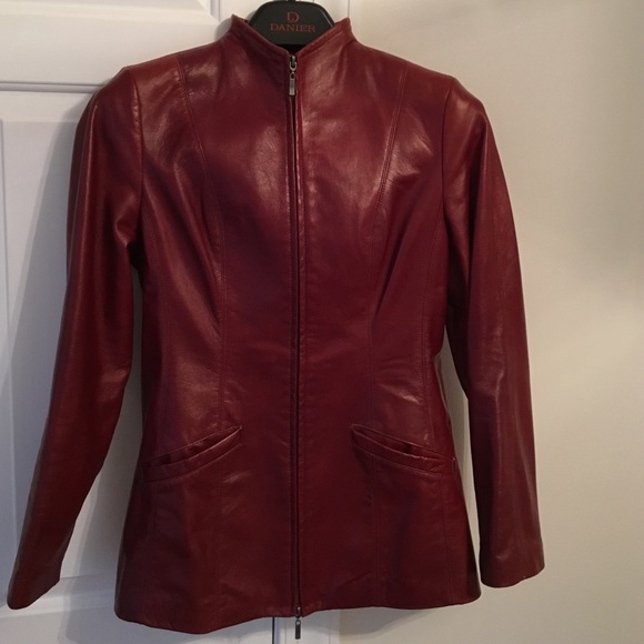 wine coloured leather jacket