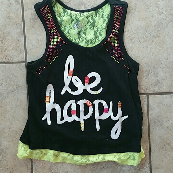 Girls "Be Happy" cropped tank top