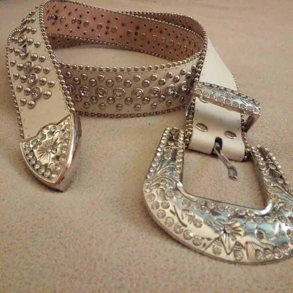 White bling belt