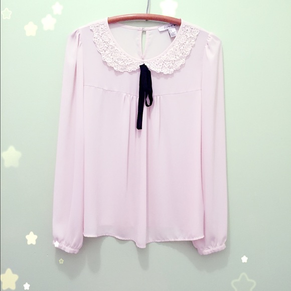 White Blouse Lace Peter Pan Collar