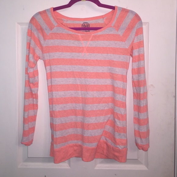 Long sleeve neon orange striped shirt size small