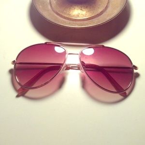 Pink and gold retro aviator sunglasses