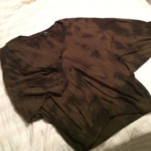 Brown olive green tiedye dolman cardigan oversized